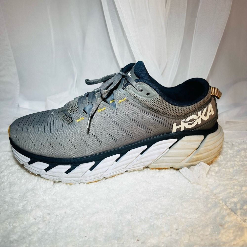 Hoka One One Gaviota 3 Men's Gray and Yellow Athletic Shoes sz 13 2E - Picture 7 of 7